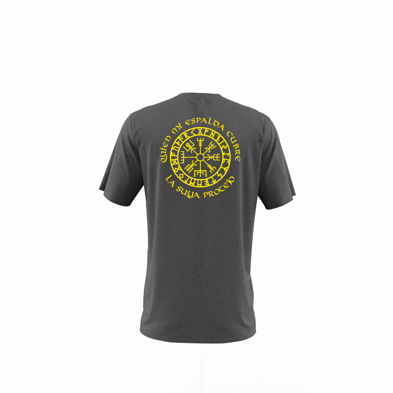 camiseta quien cubre mi espalda gris trasera